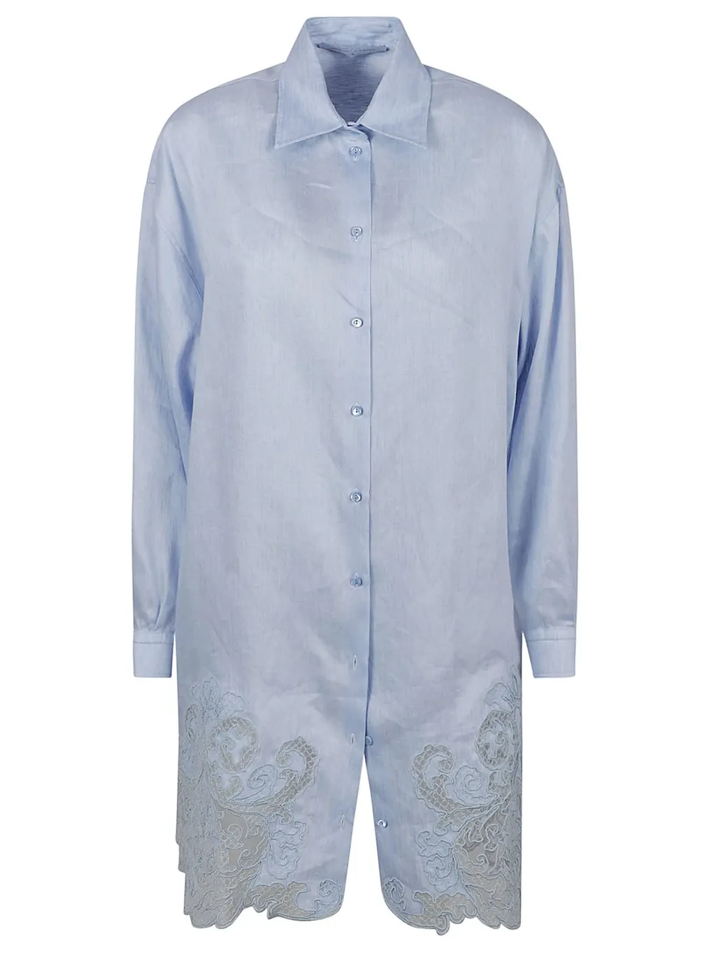 Lace Trim Tunic Buttoned Shirt