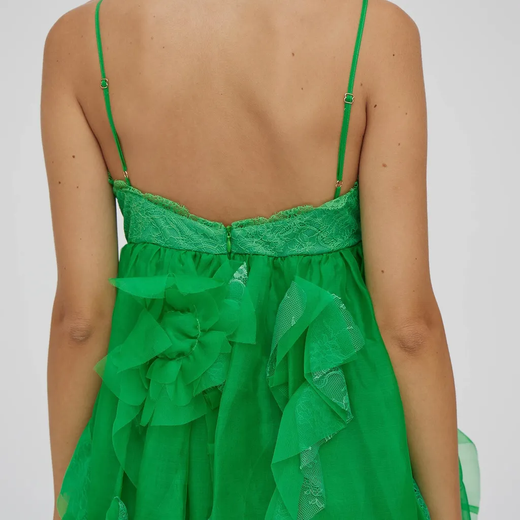 Tulle Detailed Spaghetti Strap Dress