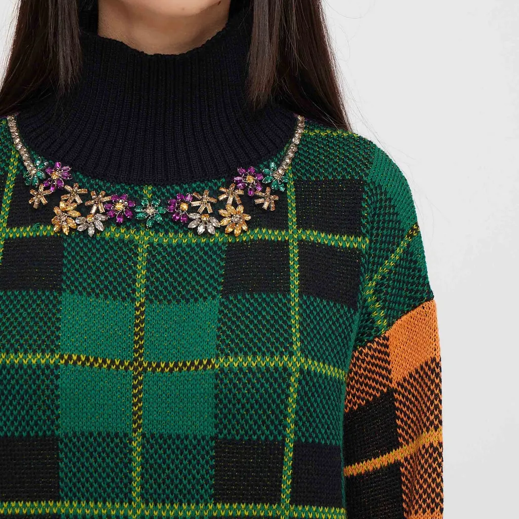Checked Knit Jumper