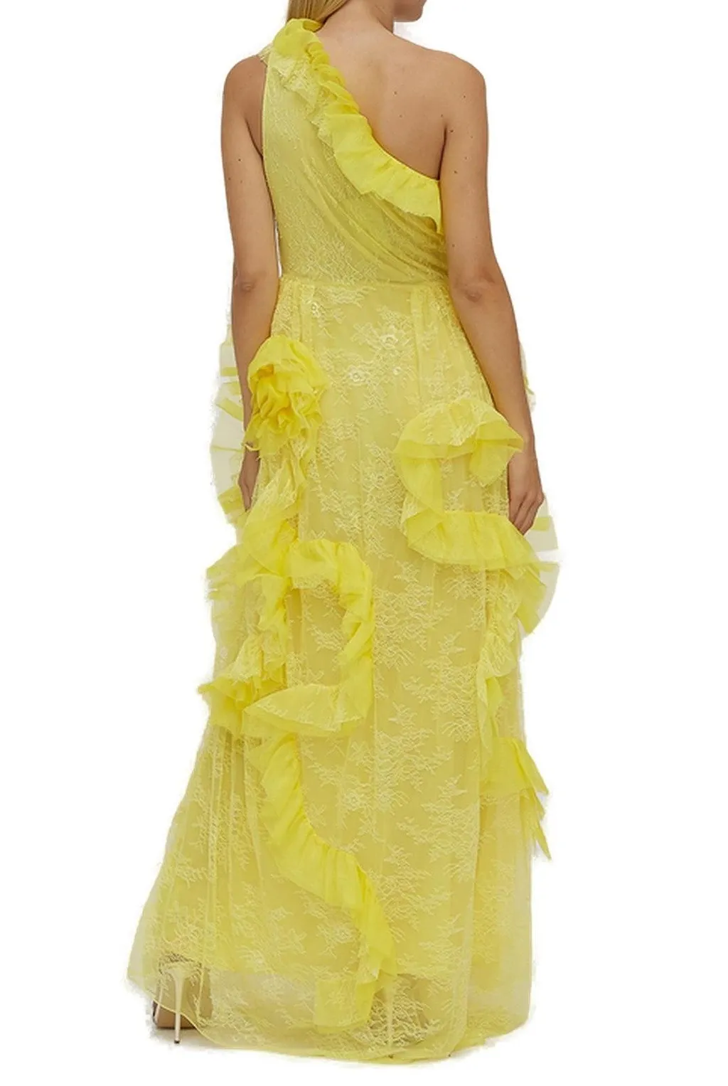 Tulle Detailed One-Shoulder Maxi Dress