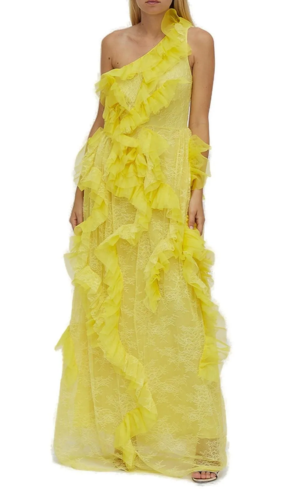 Tulle Detailed One-Shoulder Maxi Dress