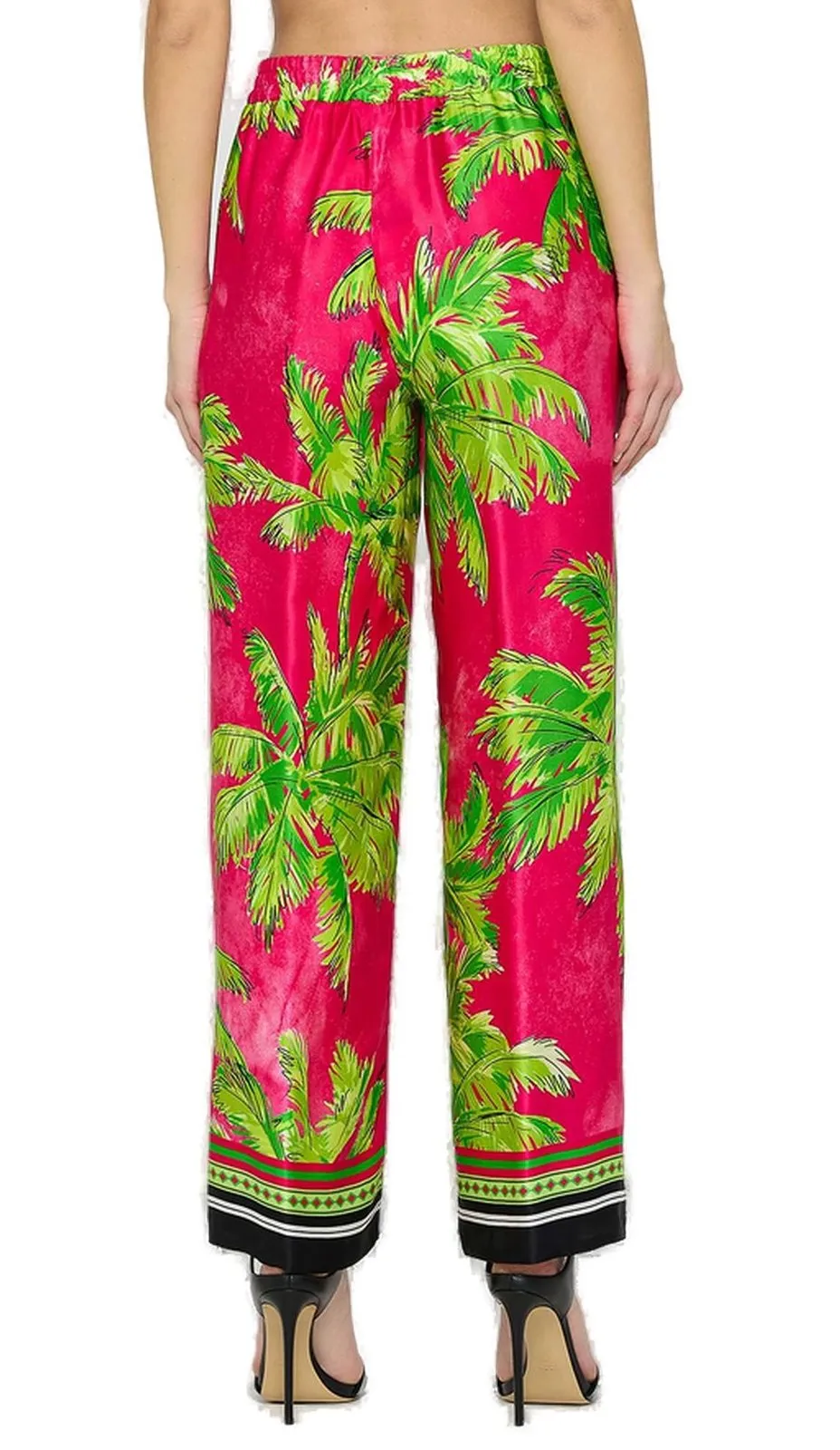 Palm Patterned Wide-Leg Trousers