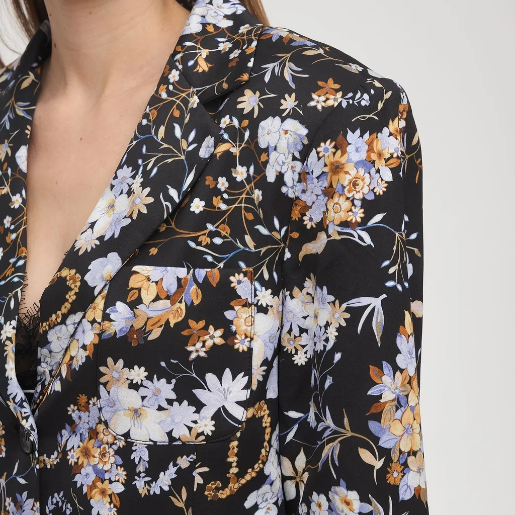 Floral Printed Single-Breasted Jacket