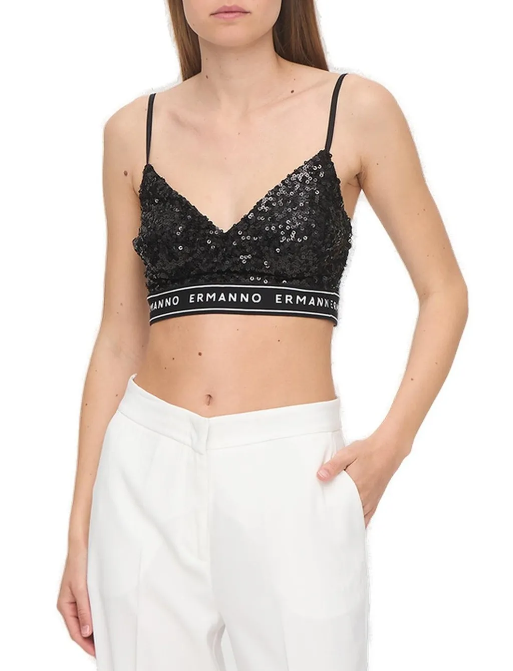 Sequin Embellished Cropped Top