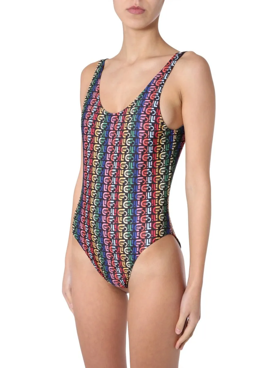 All-Over Logo Print Swimsuit