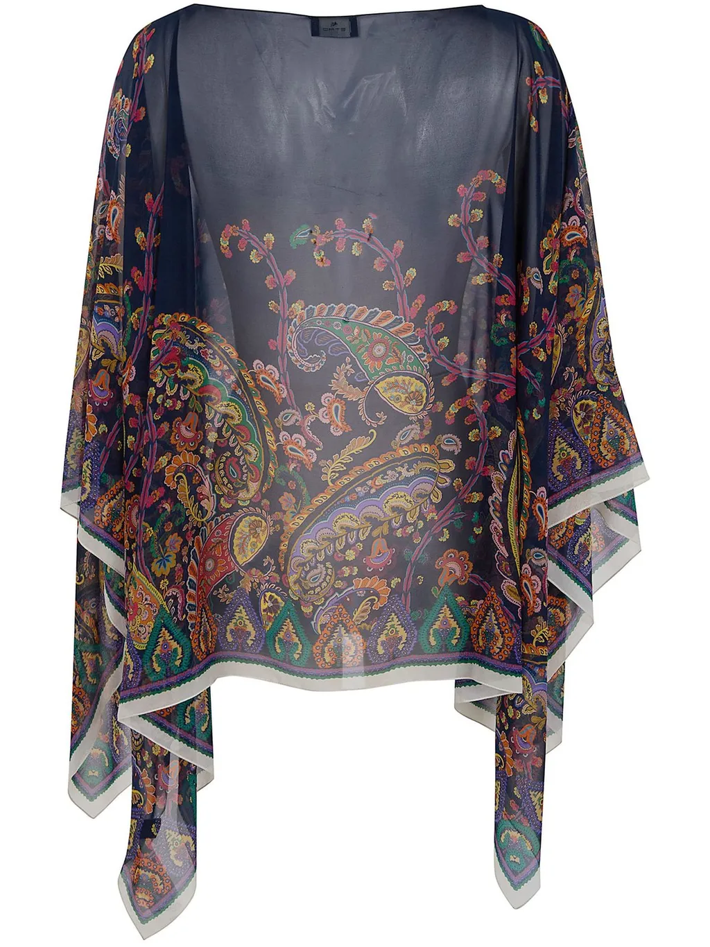 Placed Floral Paisley Printed Poncho Top