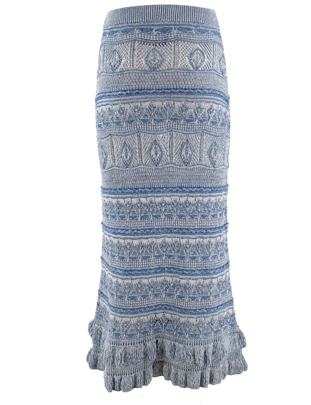 Crocheted Trim Midi Knitted Skirt
