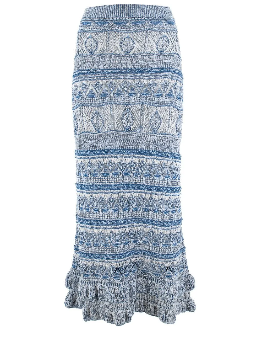 Crocheted Trim Midi Knitted Skirt