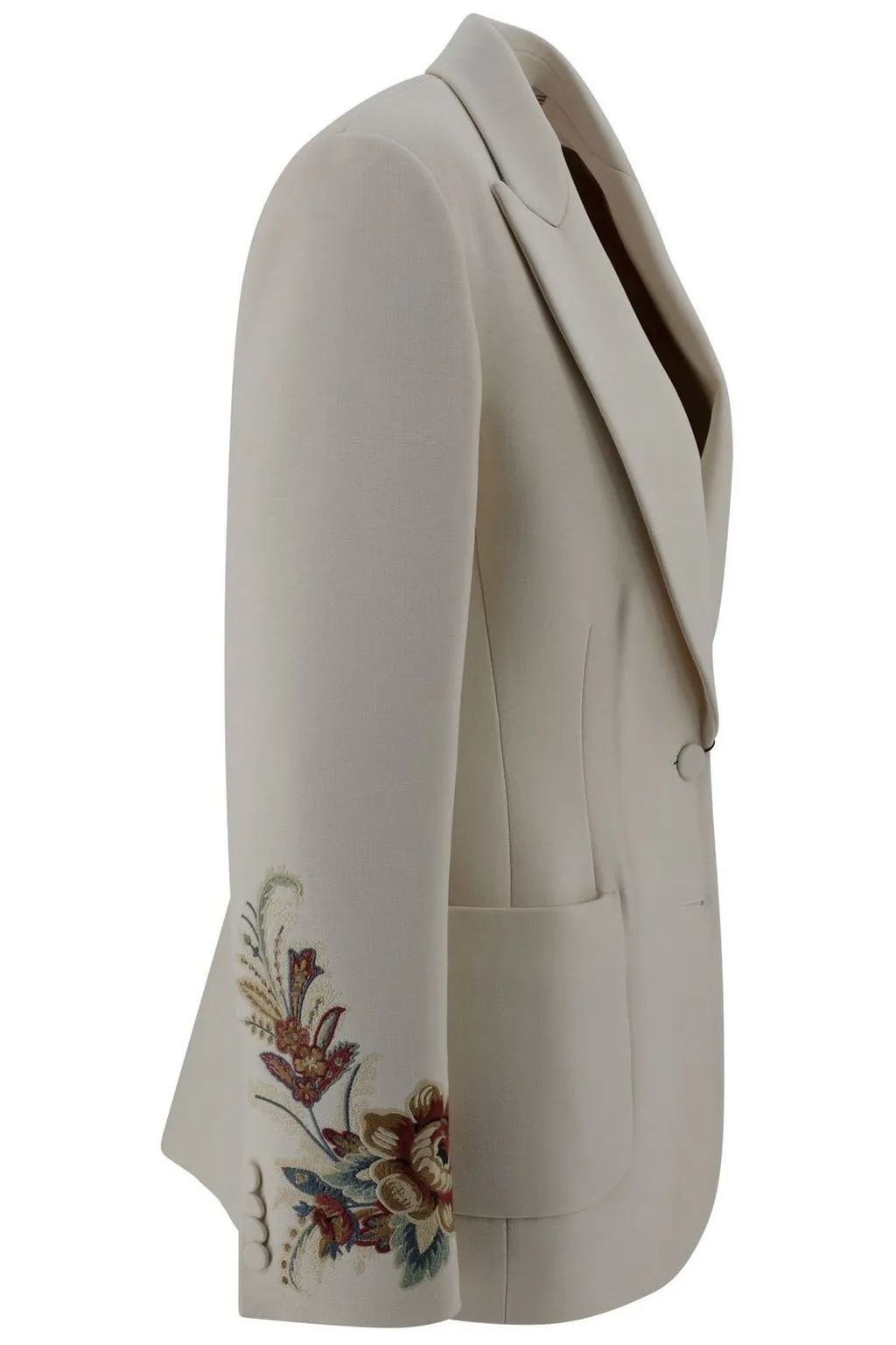Floral-Embroidered Single-Breasted Blazer