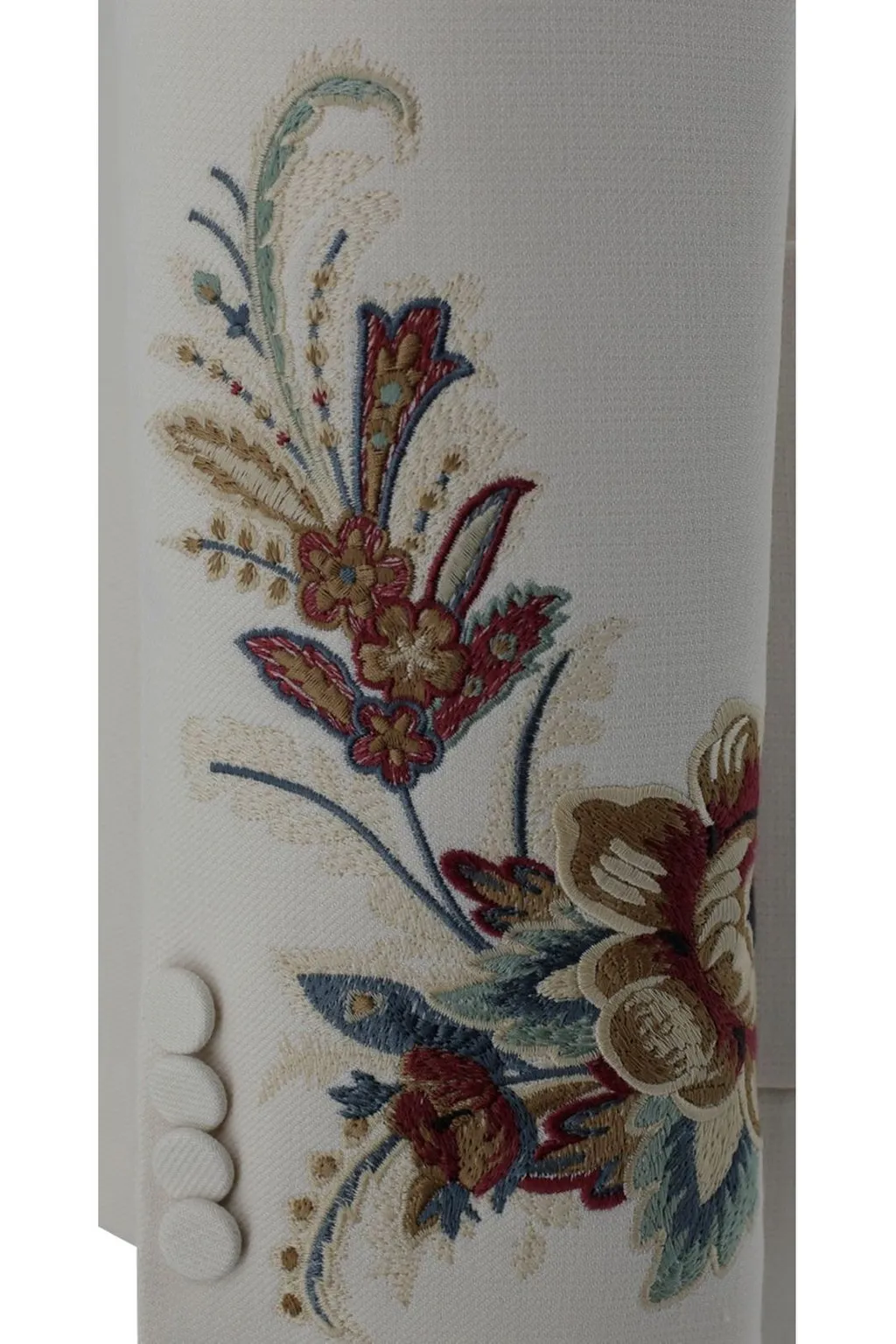 Floral-Embroidered Single-Breasted Blazer