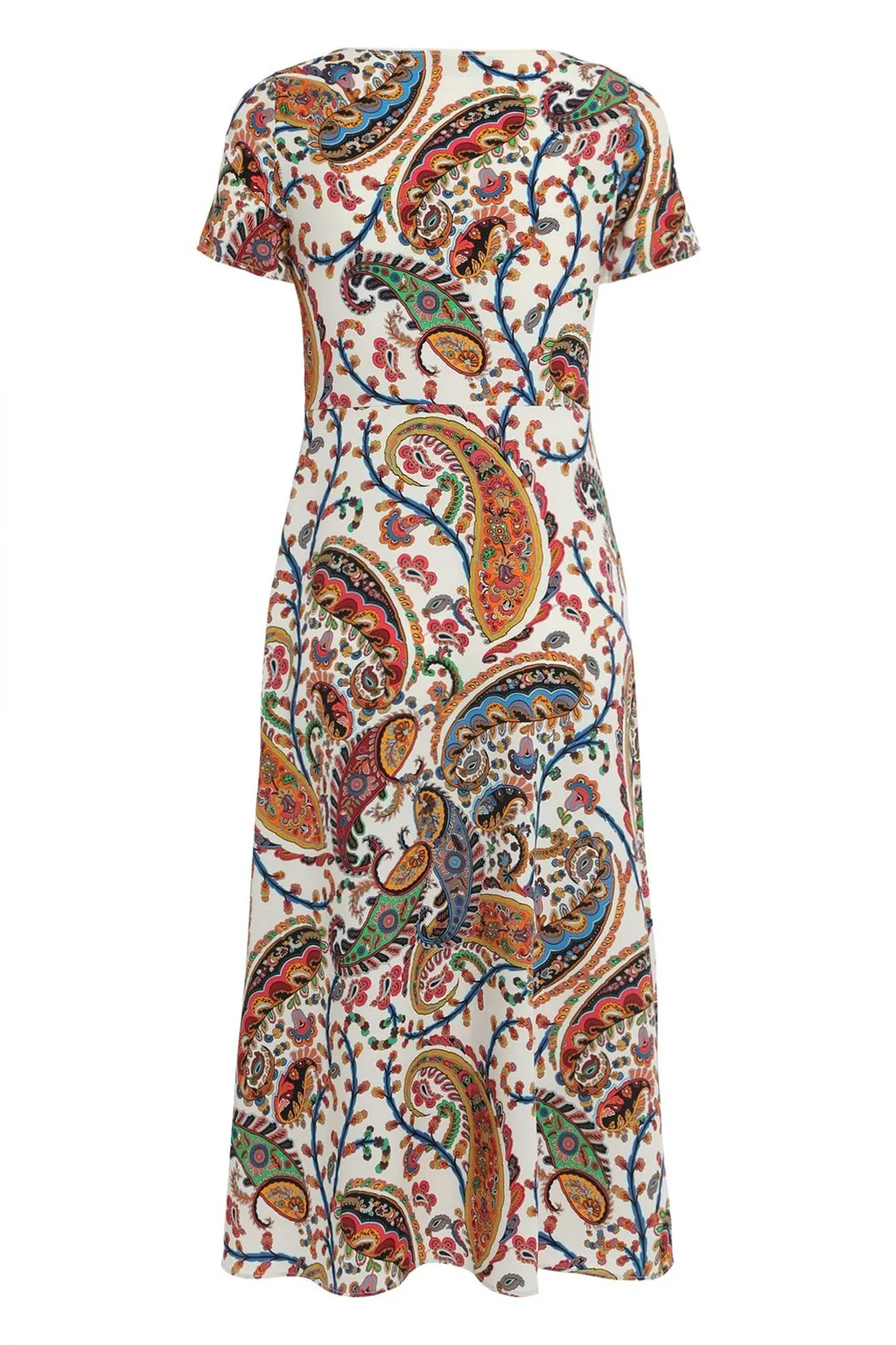 Paisley Printed Short Sleeved Midi Dress