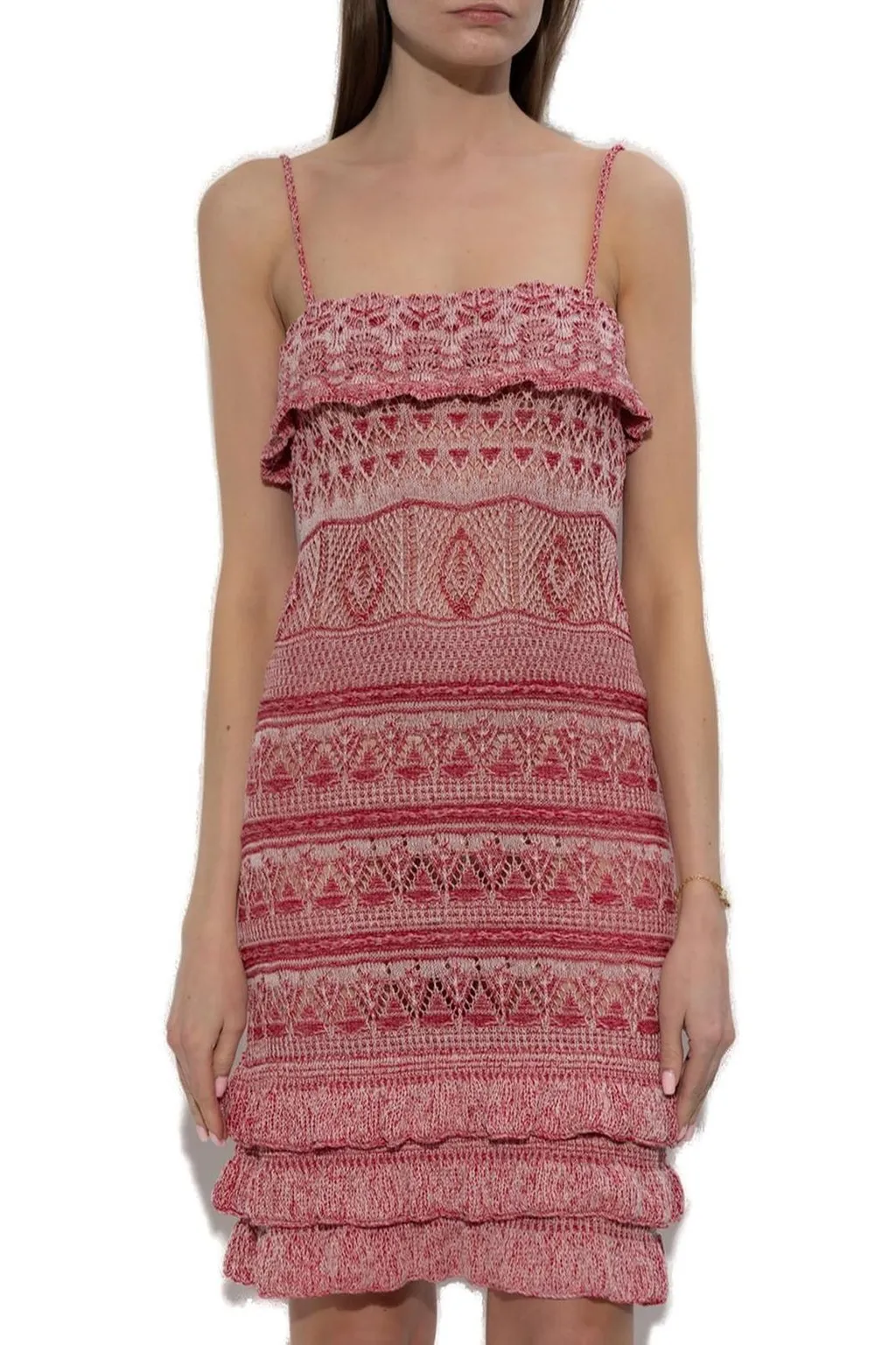 Ruffle Detailed Mini Strap Dress