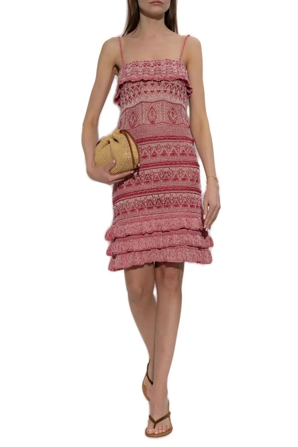 Ruffle Detailed Mini Strap Dress