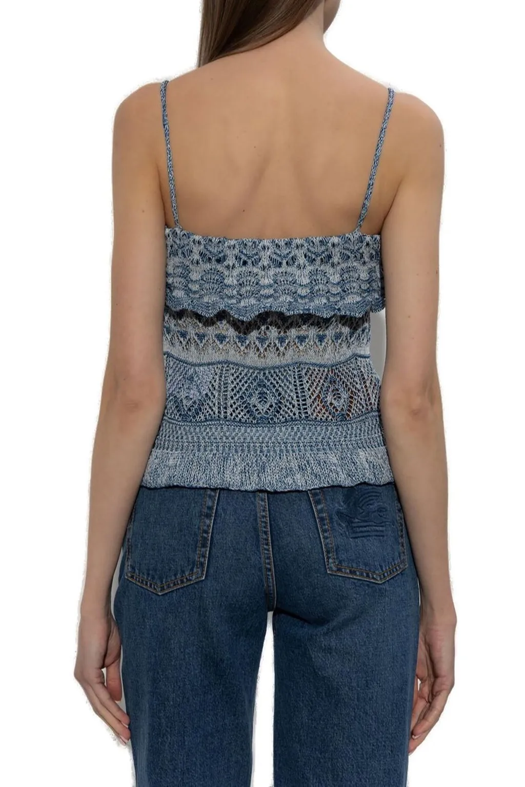 Ruffle Detailed Knitted Strappy Top