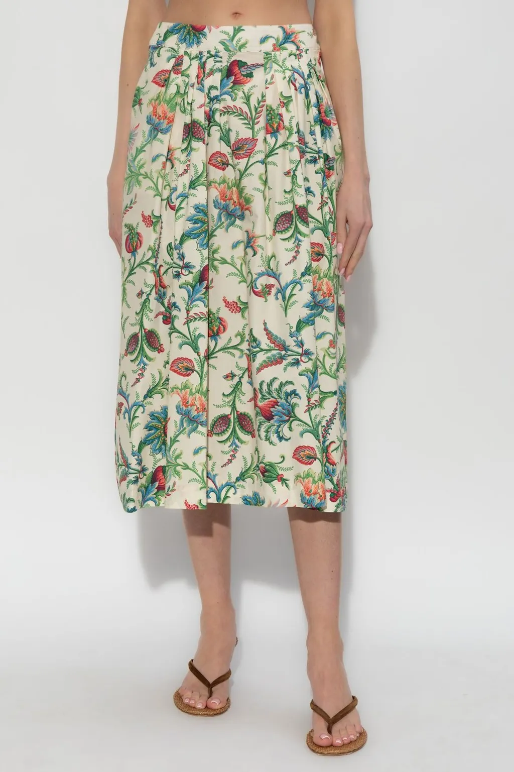 Floral Motif Midi Skirt