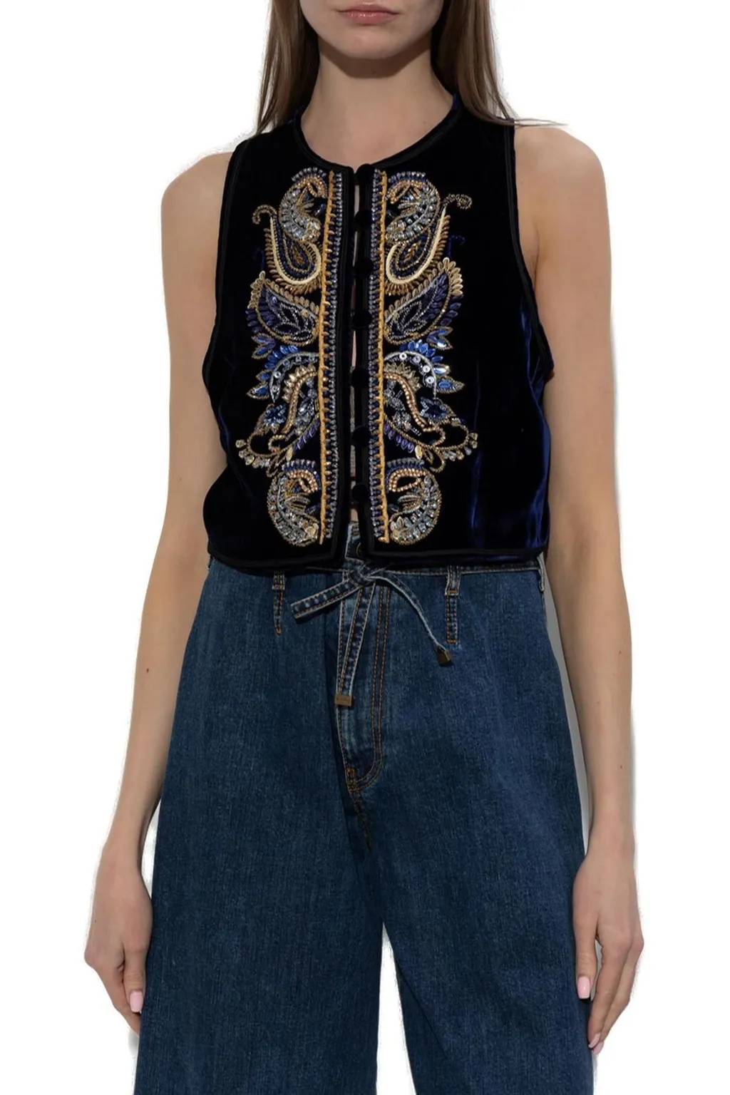 Embellished Velvet Vest