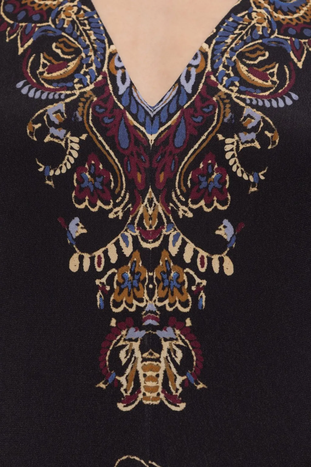 Paisley Printed Long-Sleeved Dress