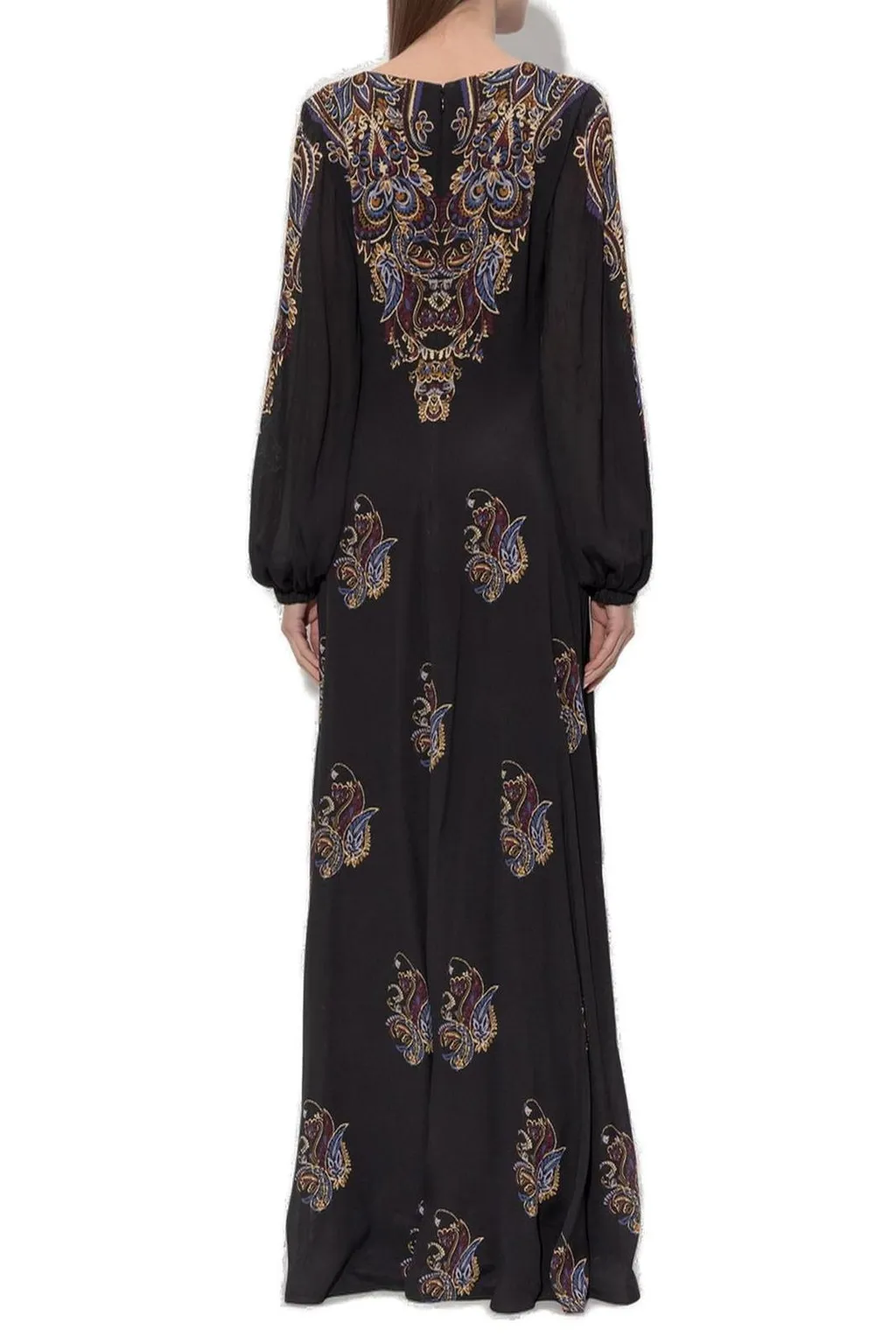 Paisley Printed Long-Sleeved Dress