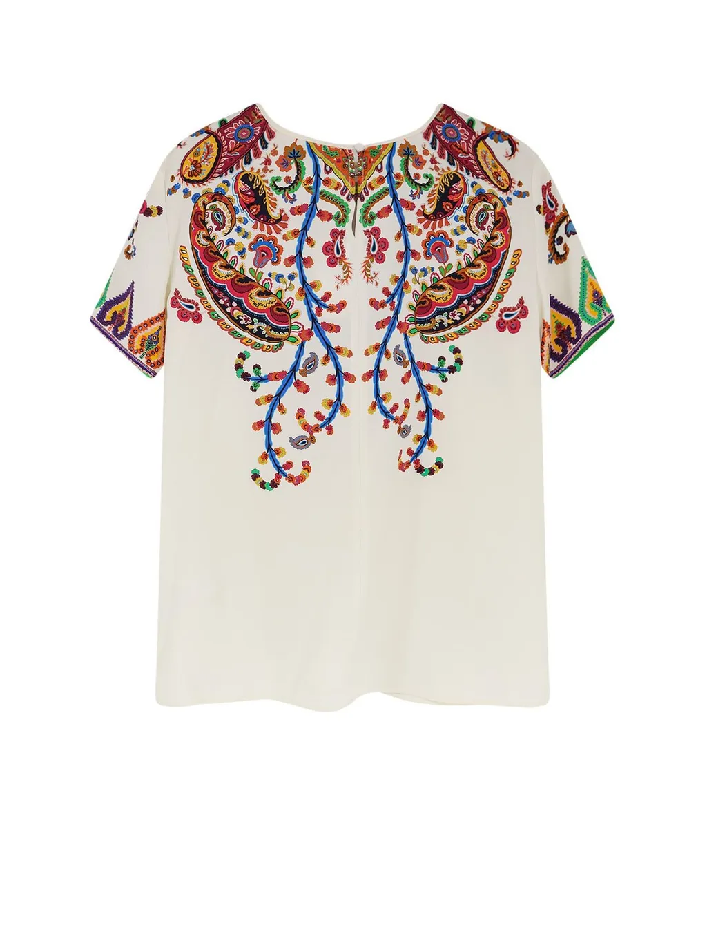 Paisey-Print Crewneck T-Shirt