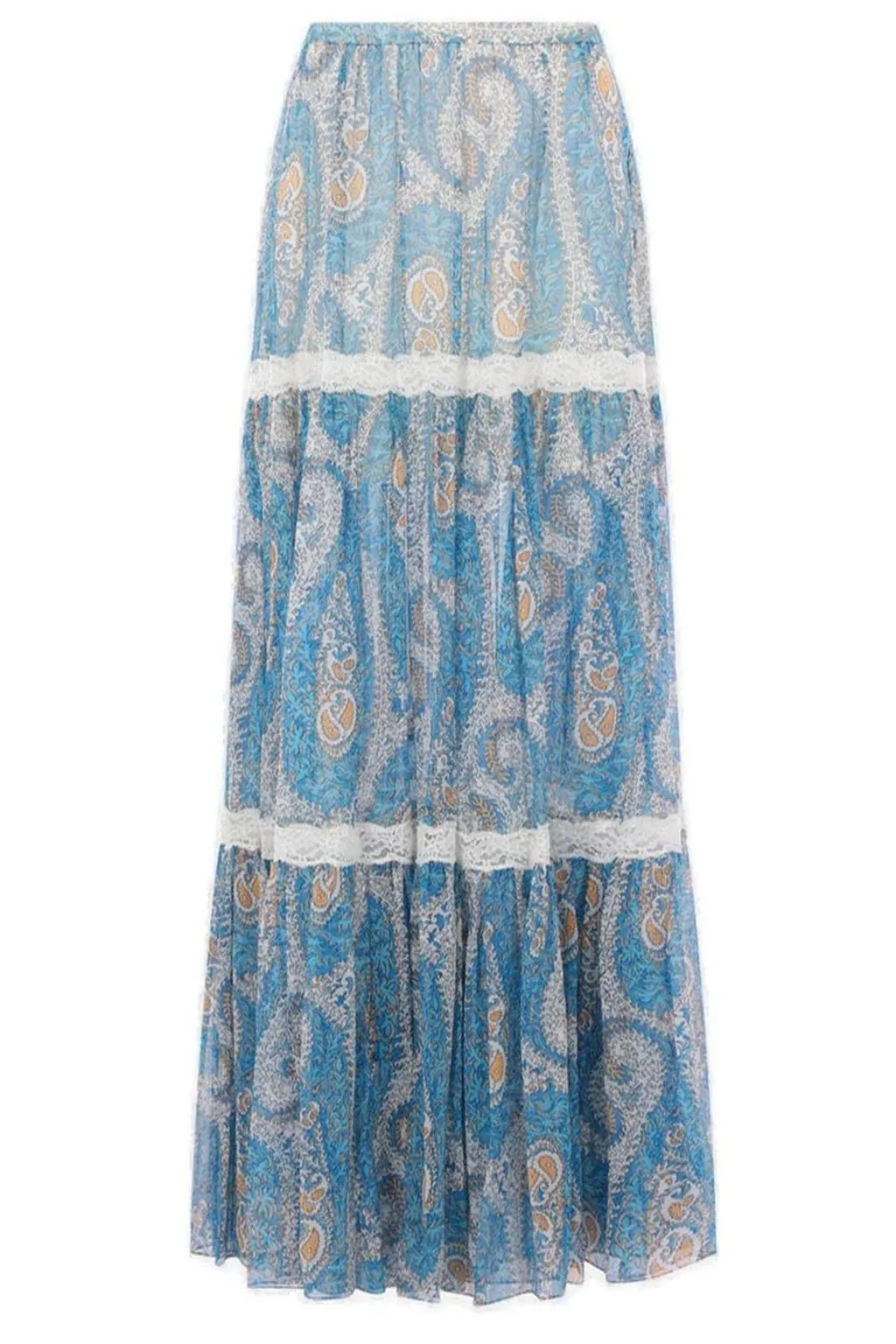 Pattern-Printed Flounced Skirt