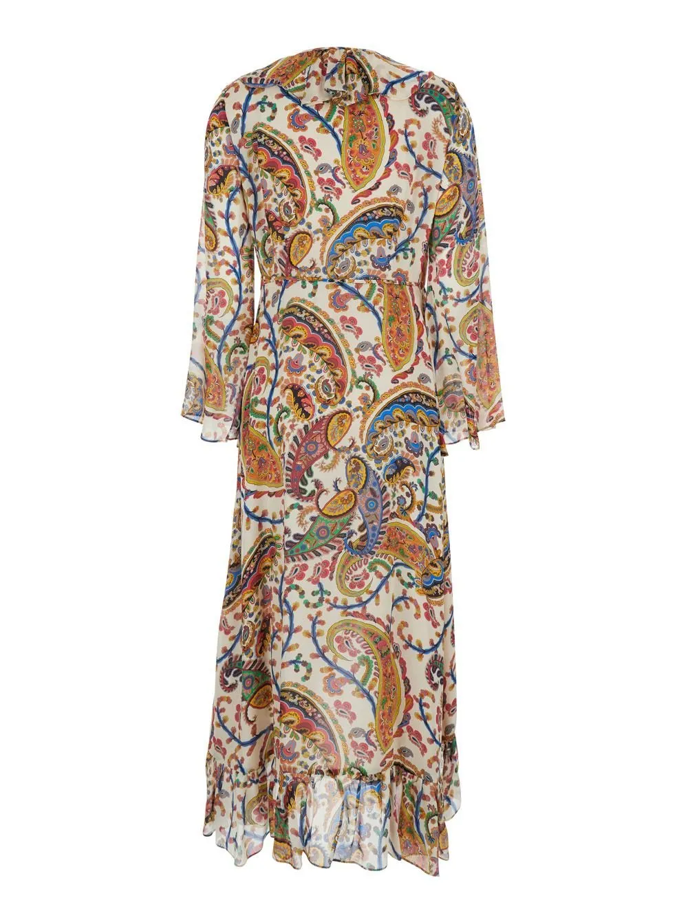 Floral Paisley Motif Long Wrap Dress