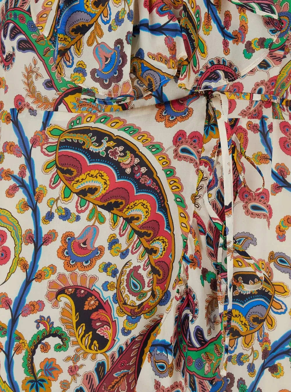 Floral Paisley Motif Long Wrap Dress