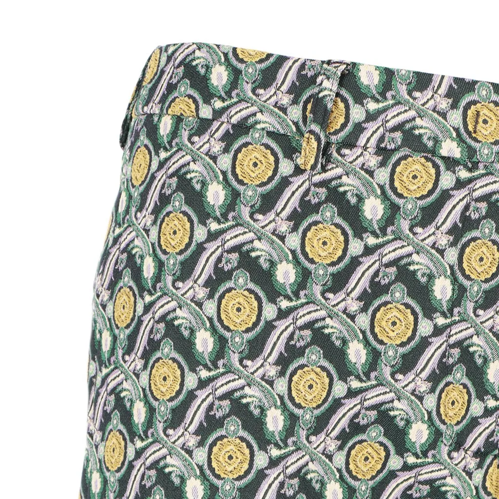 Patterned-Jacquard Mid-Rise Tailored Trousers