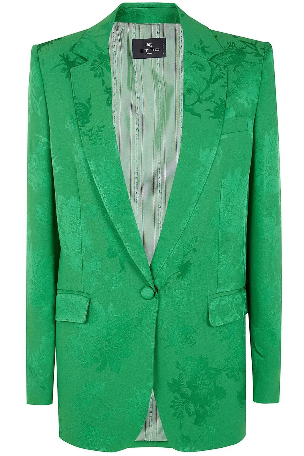 Single-Breasted Floral Motif Jacquard Blazer
