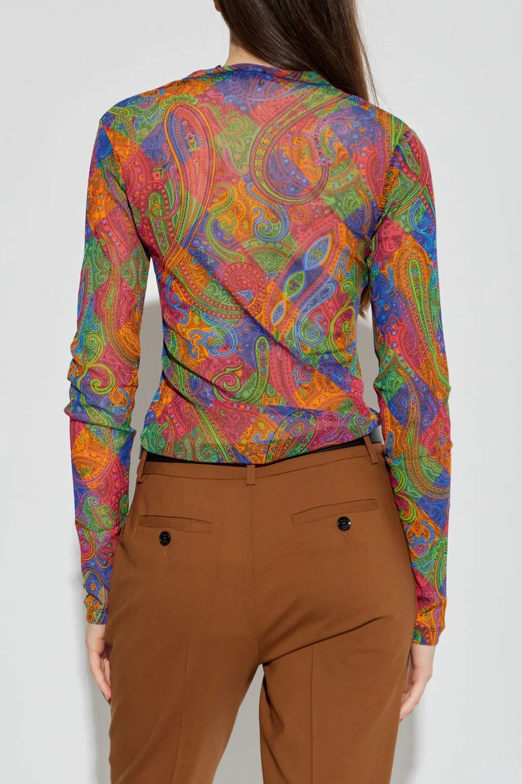Geometric Paisley Motif Tulle Top
