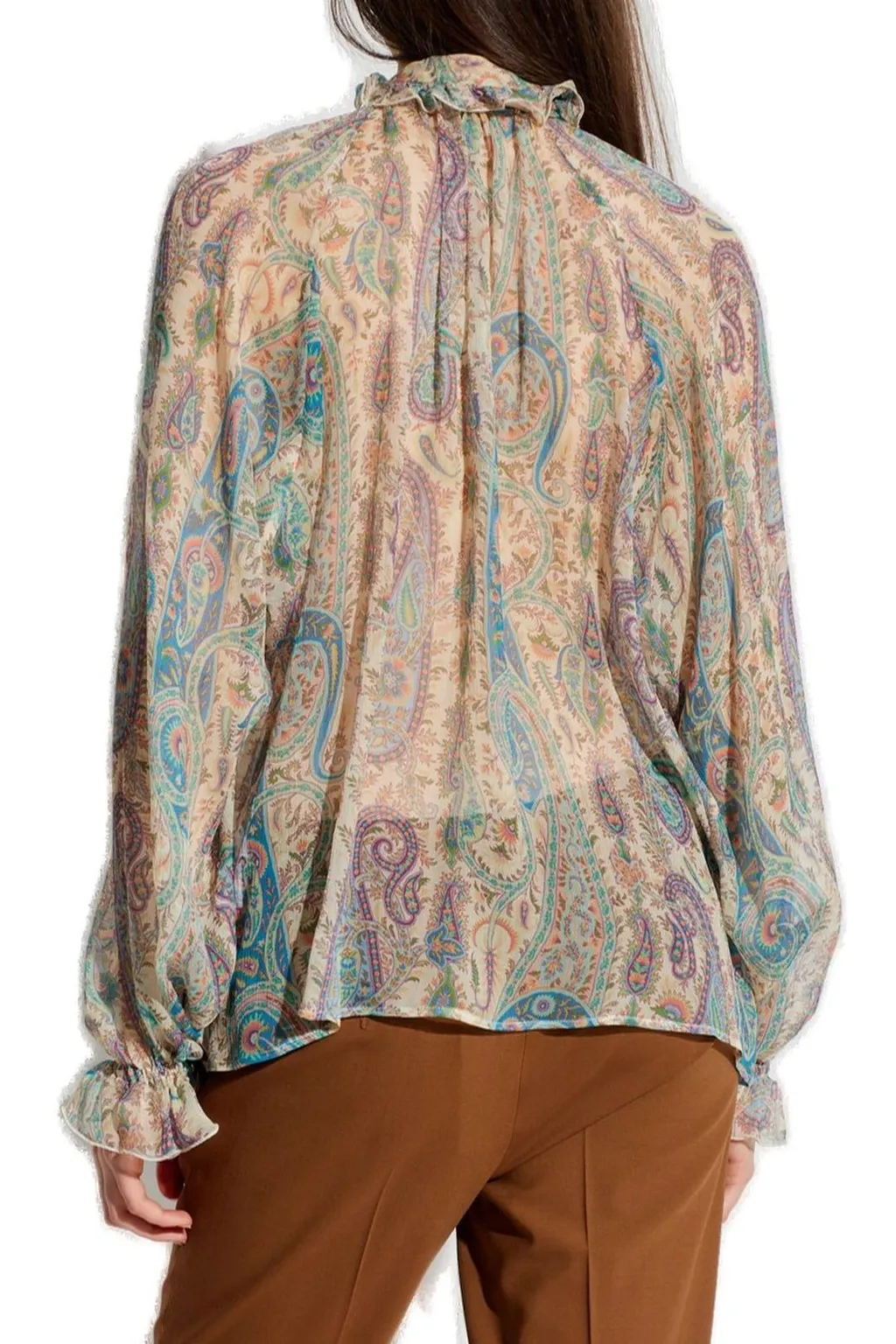 Scarf-Detailed Long Sleeved Shirt