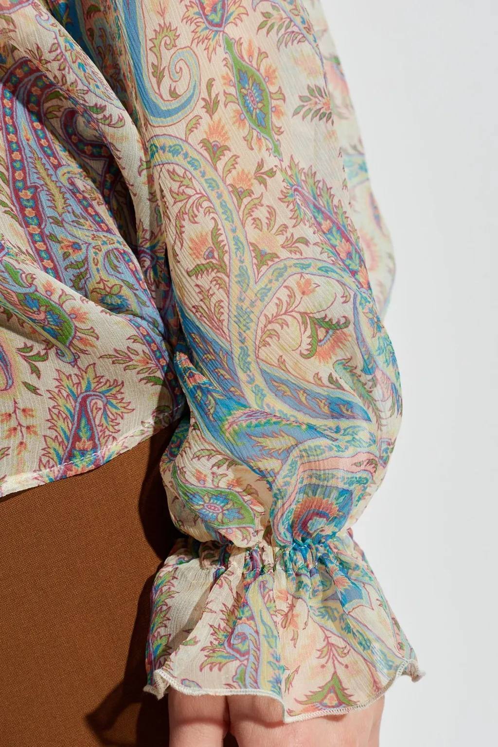 Scarf-Detailed Long Sleeved Shirt
