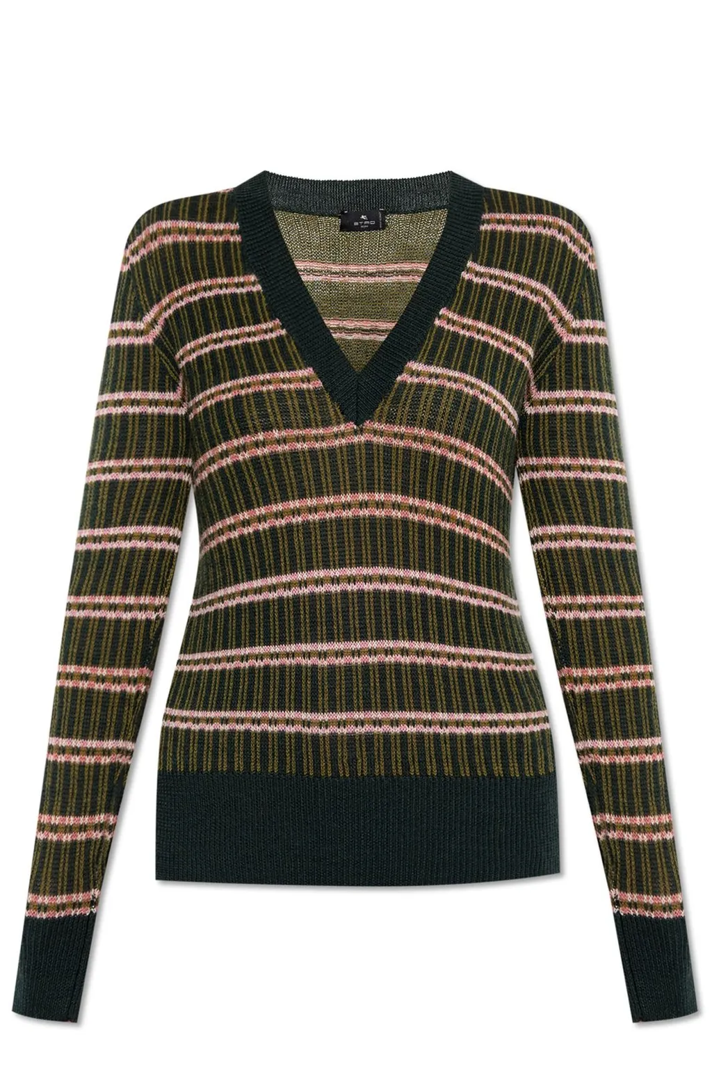 V-Neck Striped Knitted Jumper