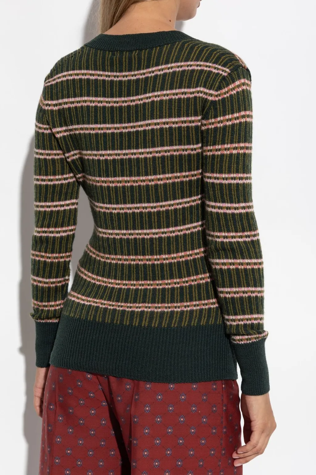 V-Neck Striped Knitted Jumper