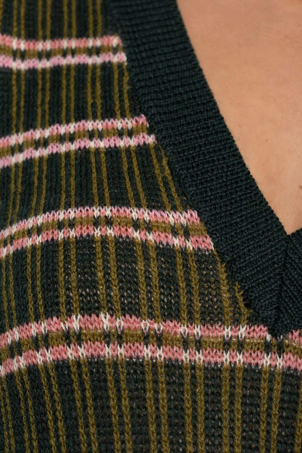 V-Neck Striped Knitted Jumper