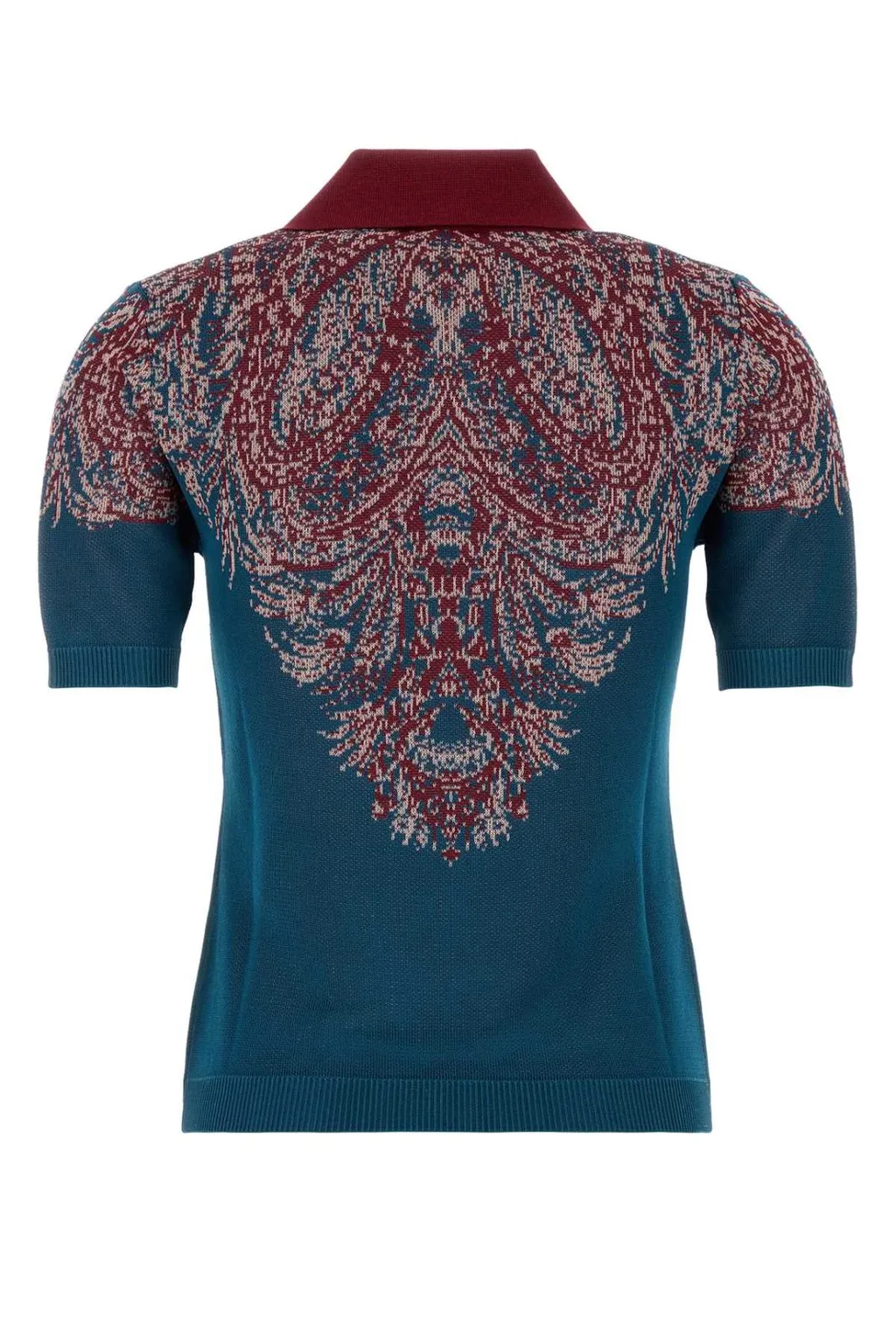 Pattern-Jacquard Knitted Polo Shirt