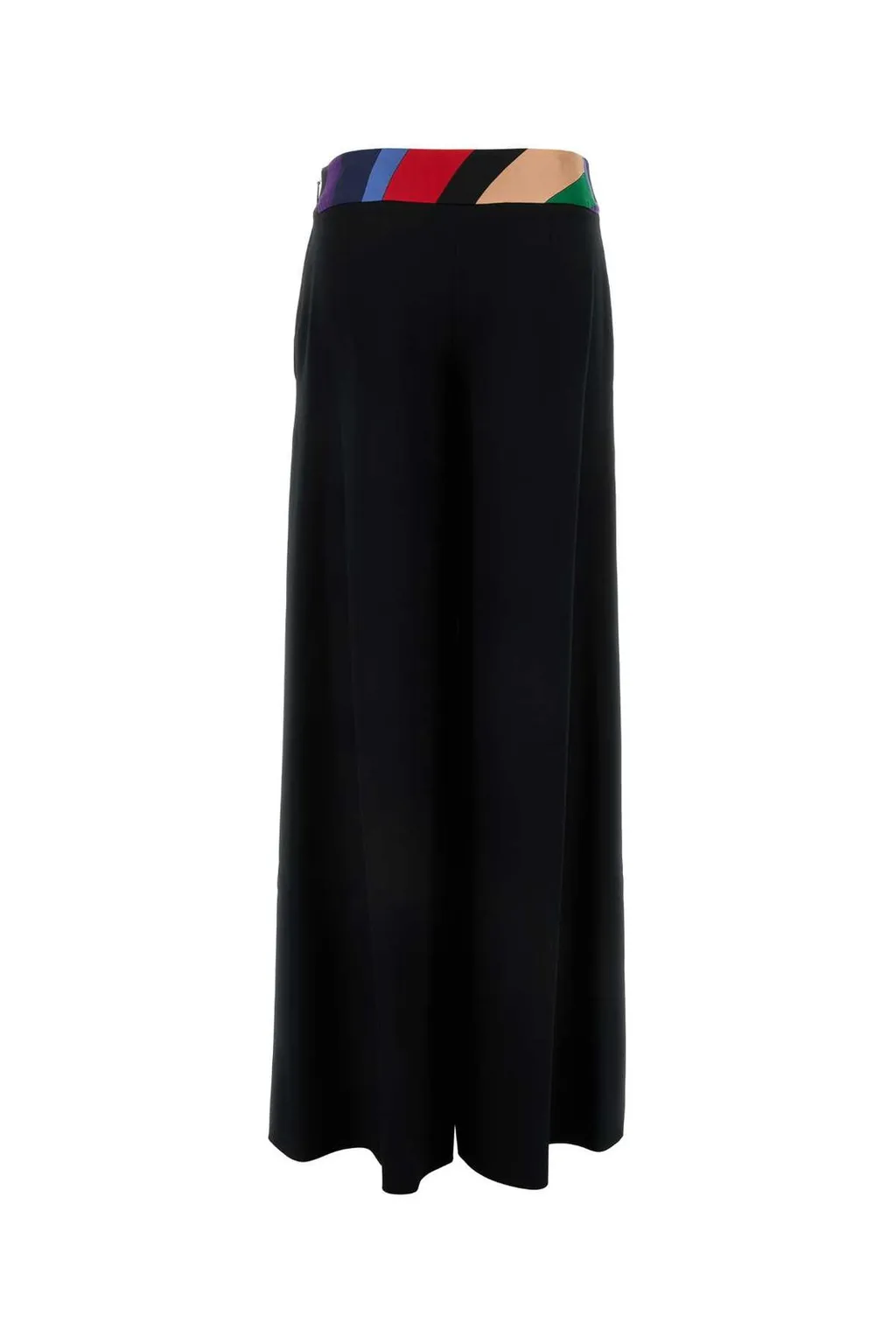 Iride-Printed Trim Wide-Leg Palazzo Trousers