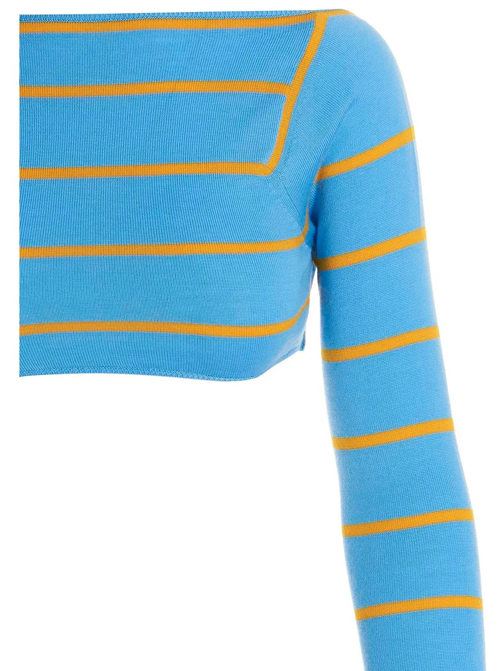 Striped Long-Sleeved Cropped Top