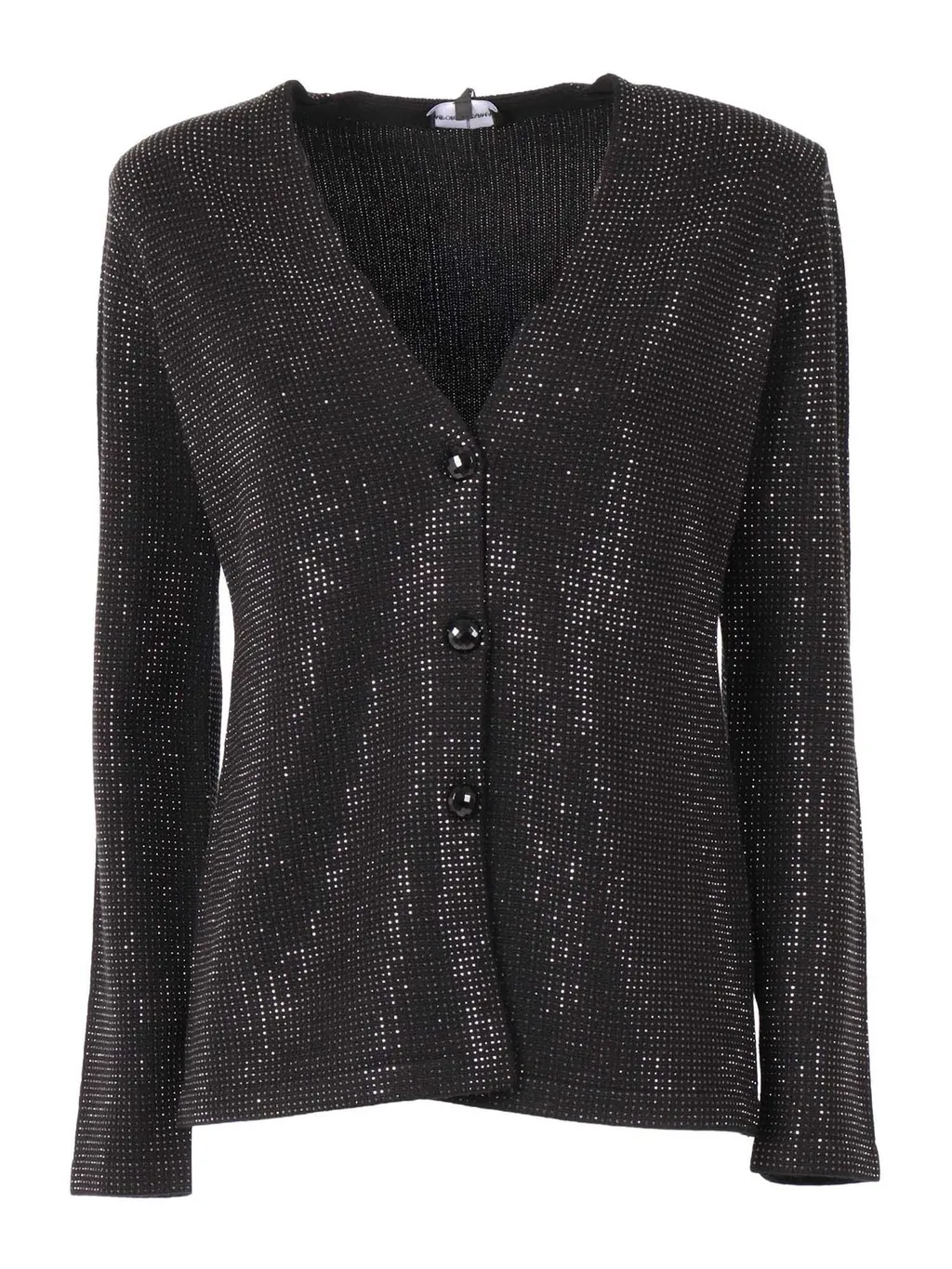 Allover Embellished Plain-Knit Cardigan