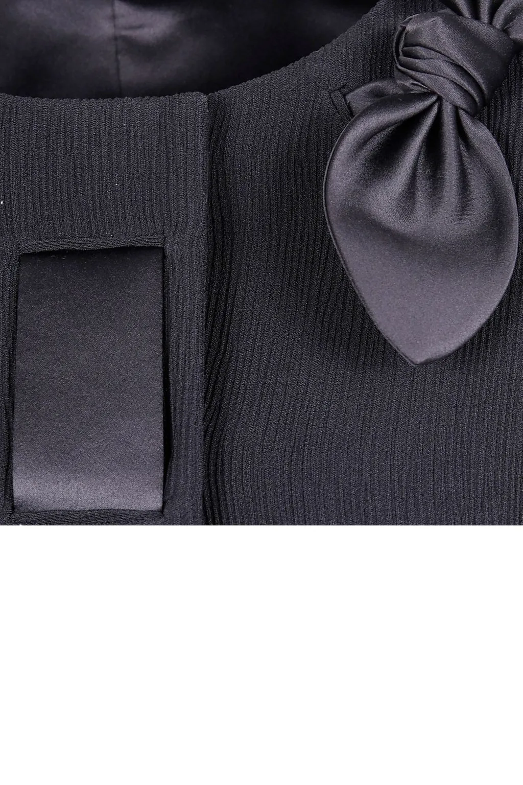 Round Neck Satin Bow Embellished Blazer