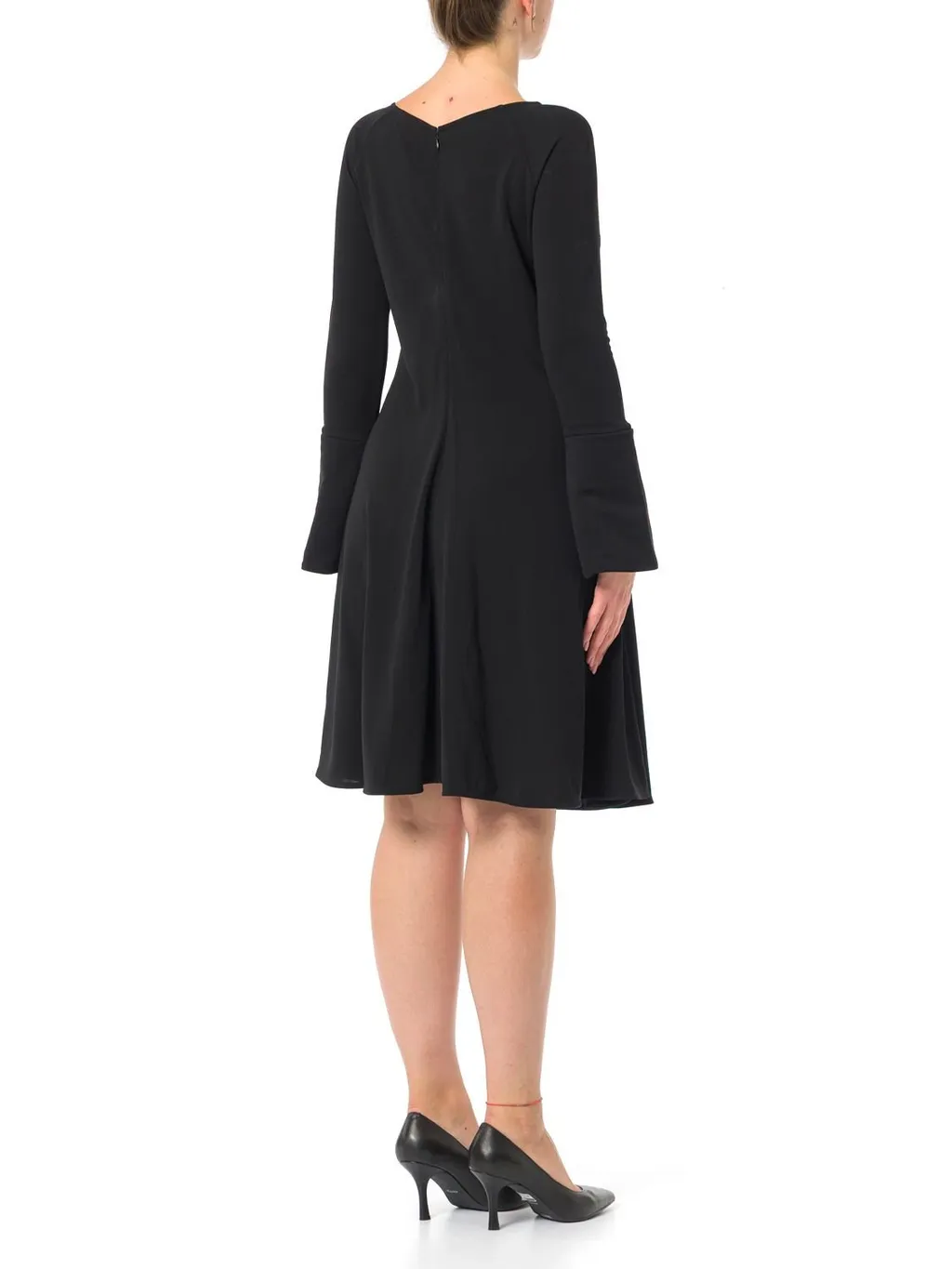 Crewneck Long-Sleeved Flared Dress
