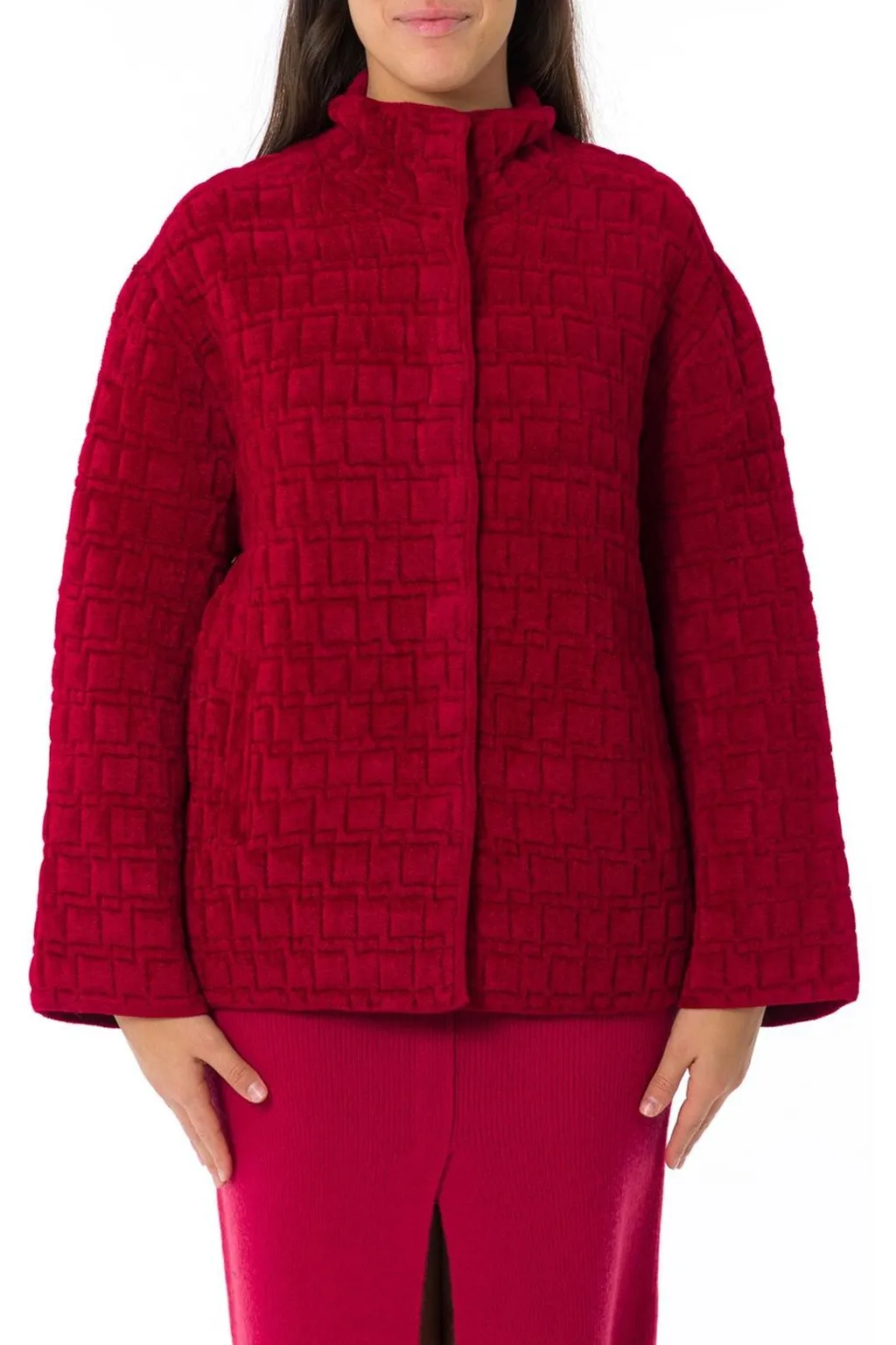 High-Neck Jacquard Jacket