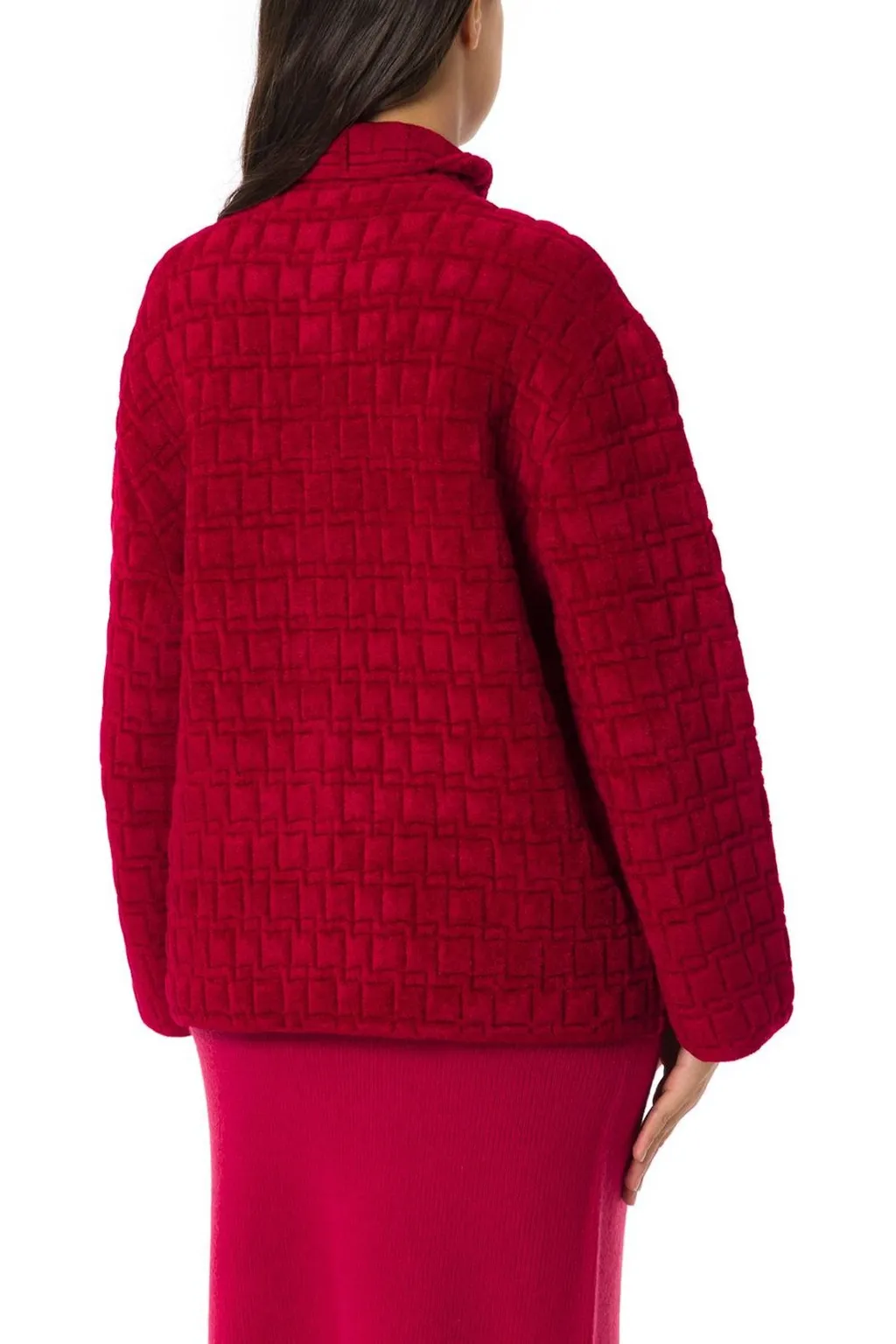 High-Neck Jacquard Jacket