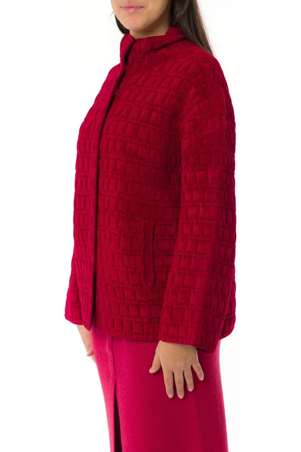High-Neck Jacquard Jacket
