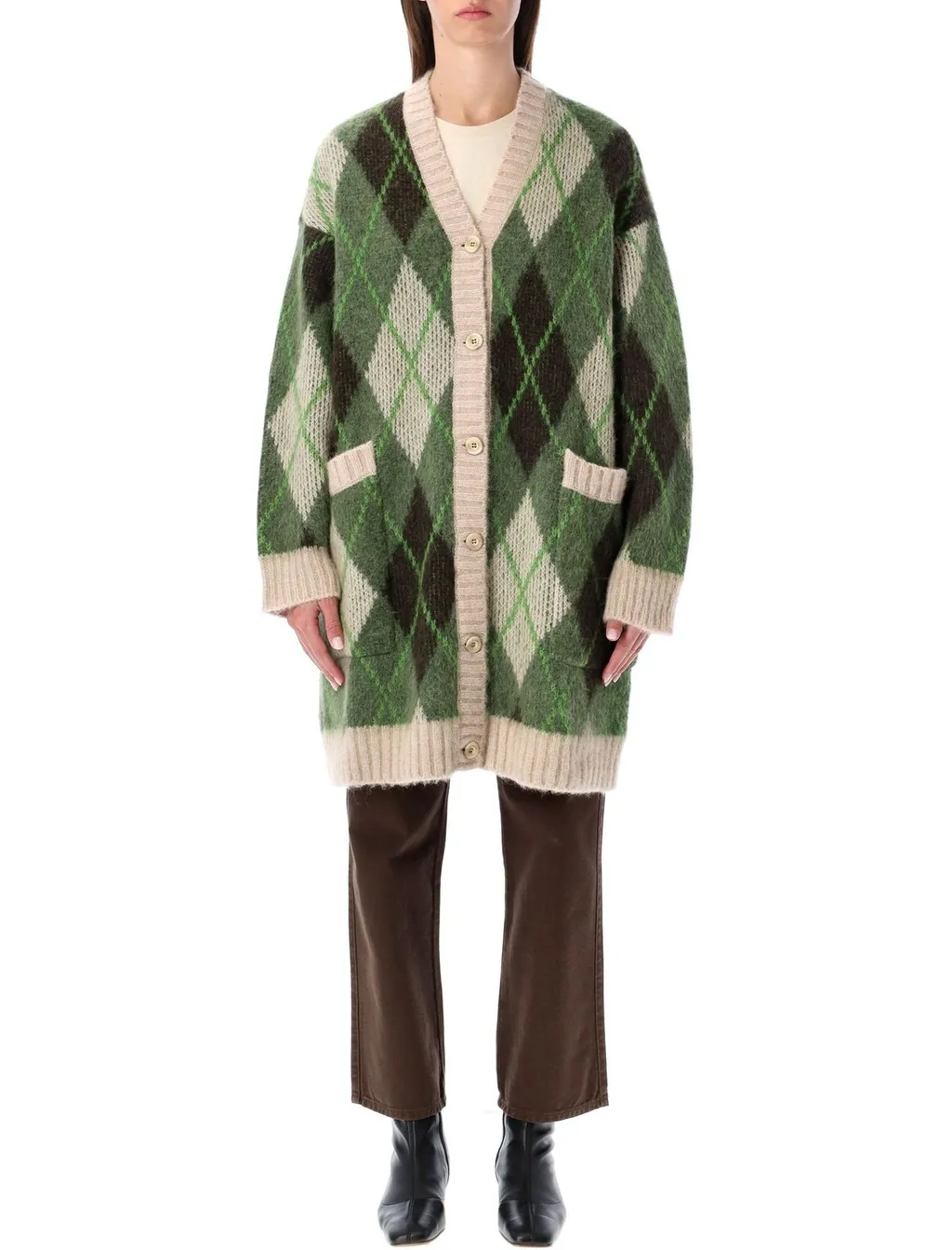 Long Argyle Cardigan
