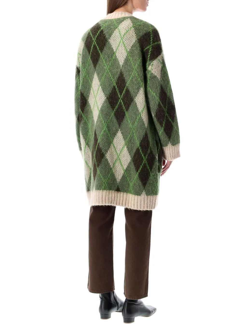 Long Argyle Cardigan