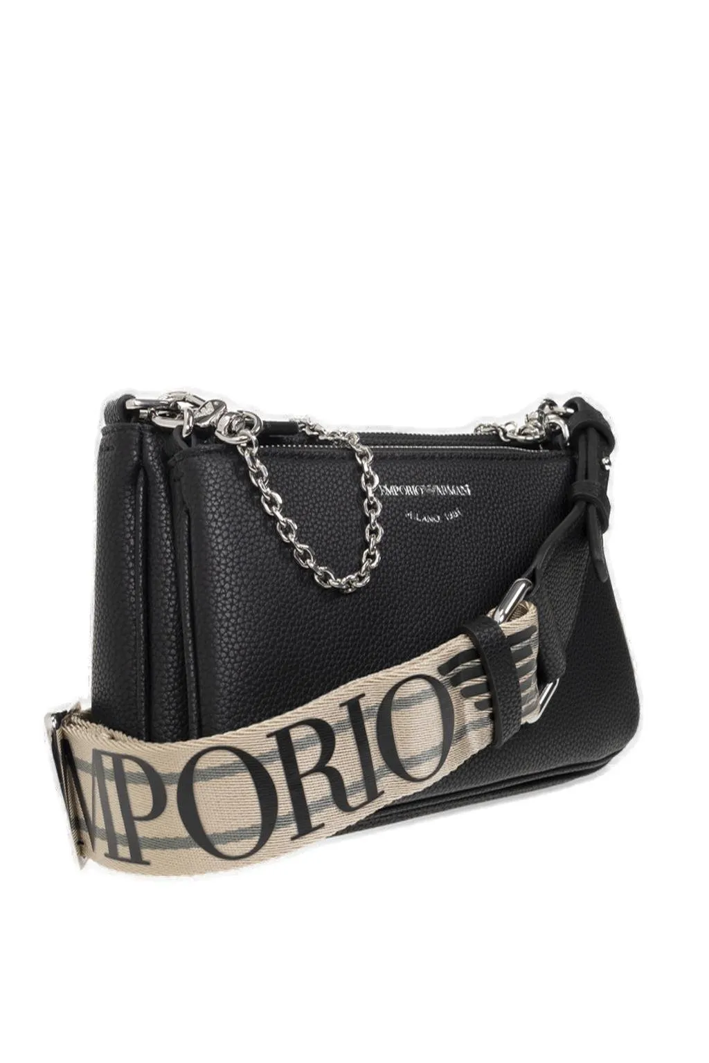 Logo Printed Zipped Crossbody Bag