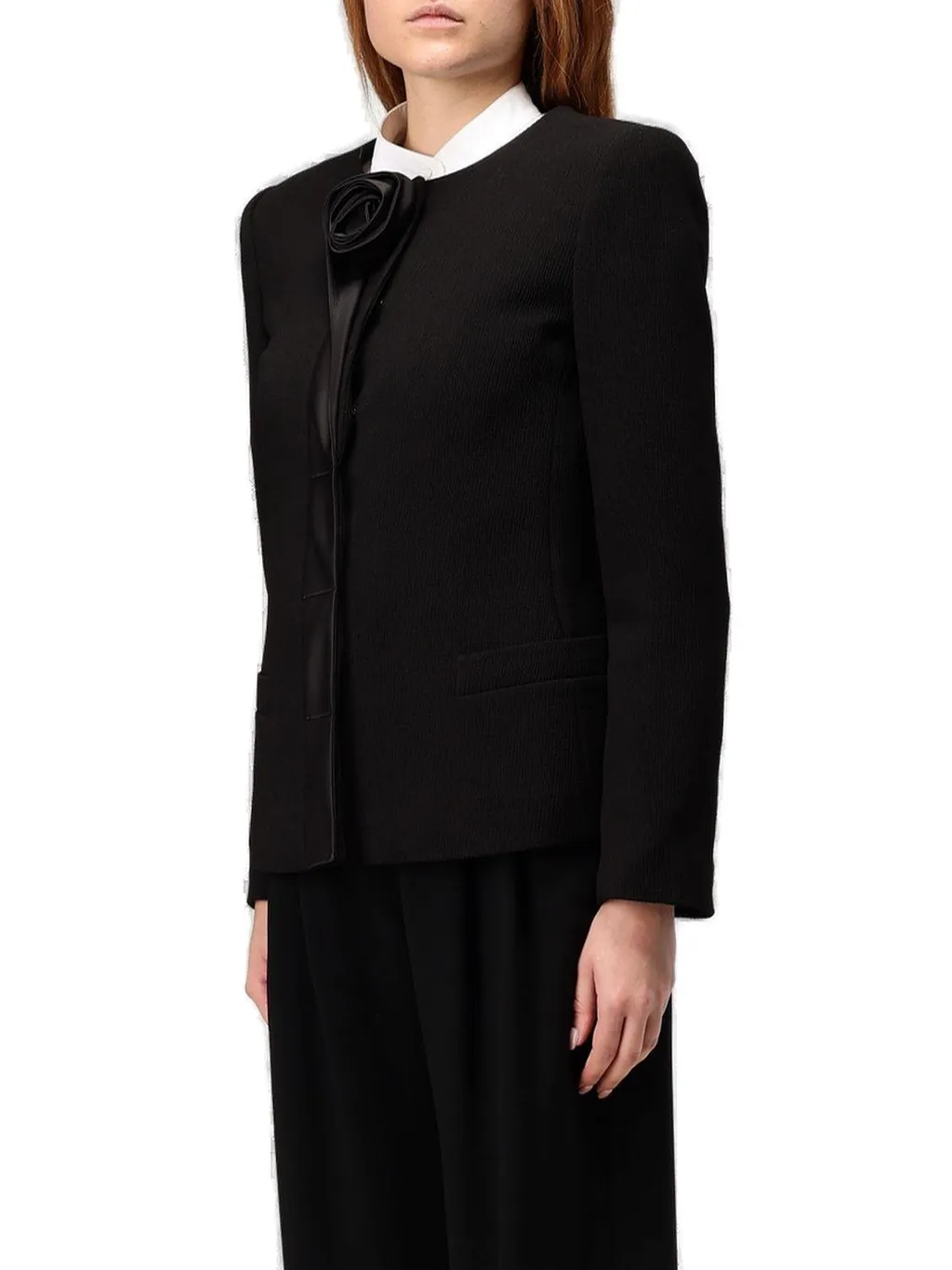 Rose Patch Crewneck Blazer