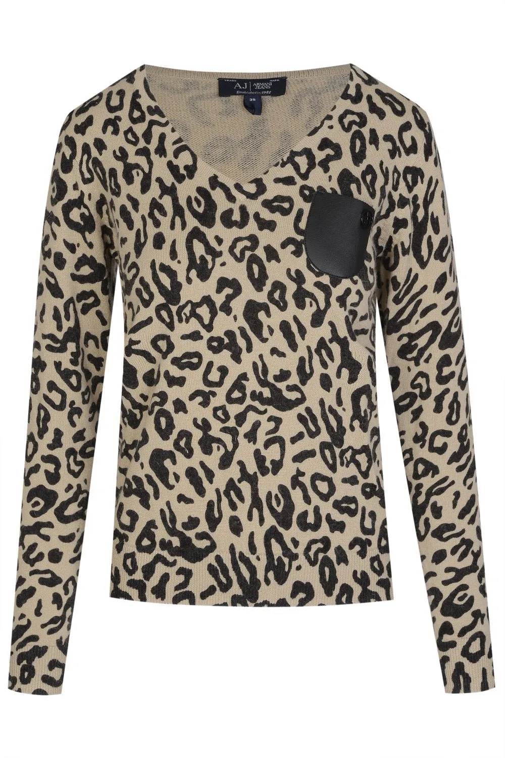 Leopard Printed V-Neck Pullover