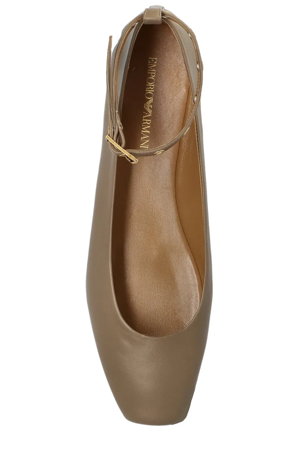 Square Toe Buckle Detailed Ballet Flats