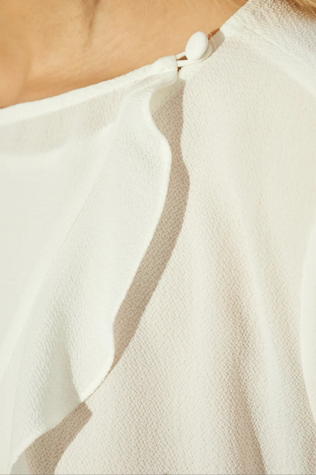 Round-Neck Ruffled Blouse